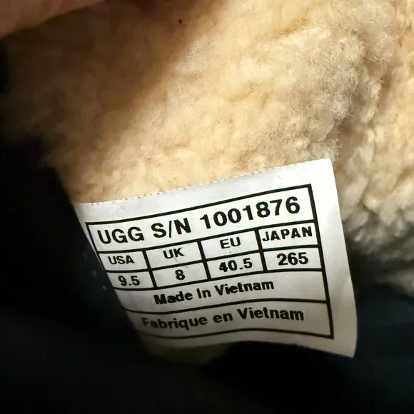 Size 9.5 - Ugg Cydnee Boots Black Leather Knee High Buckle Sheepskin Shearling - Picture 7 of 9